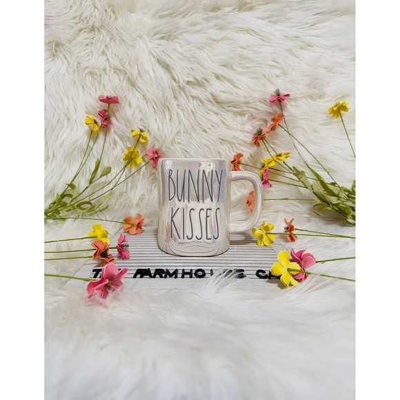 Rae Dunn Easter Spring Iridescent Bunny Kisses Ceramic Coffee Mug Home Decor - Picture 2 of 7